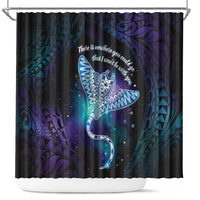 Polynesian Tala Manta Ray Shower Curtain Nowhere You Could Go That I Won't Be With You LT7 Purple Teal - Polynesian Pride