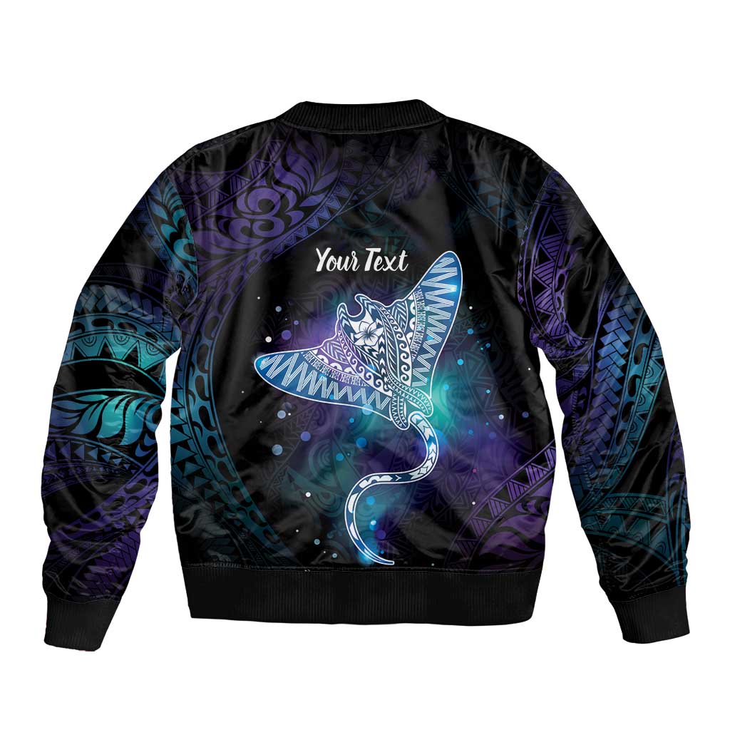 Polynesian Tala Manta Ray Sleeve Zip Bomber Jacket Nowhere You Could Go That I Won't Be With You LT7 - Polynesian Pride