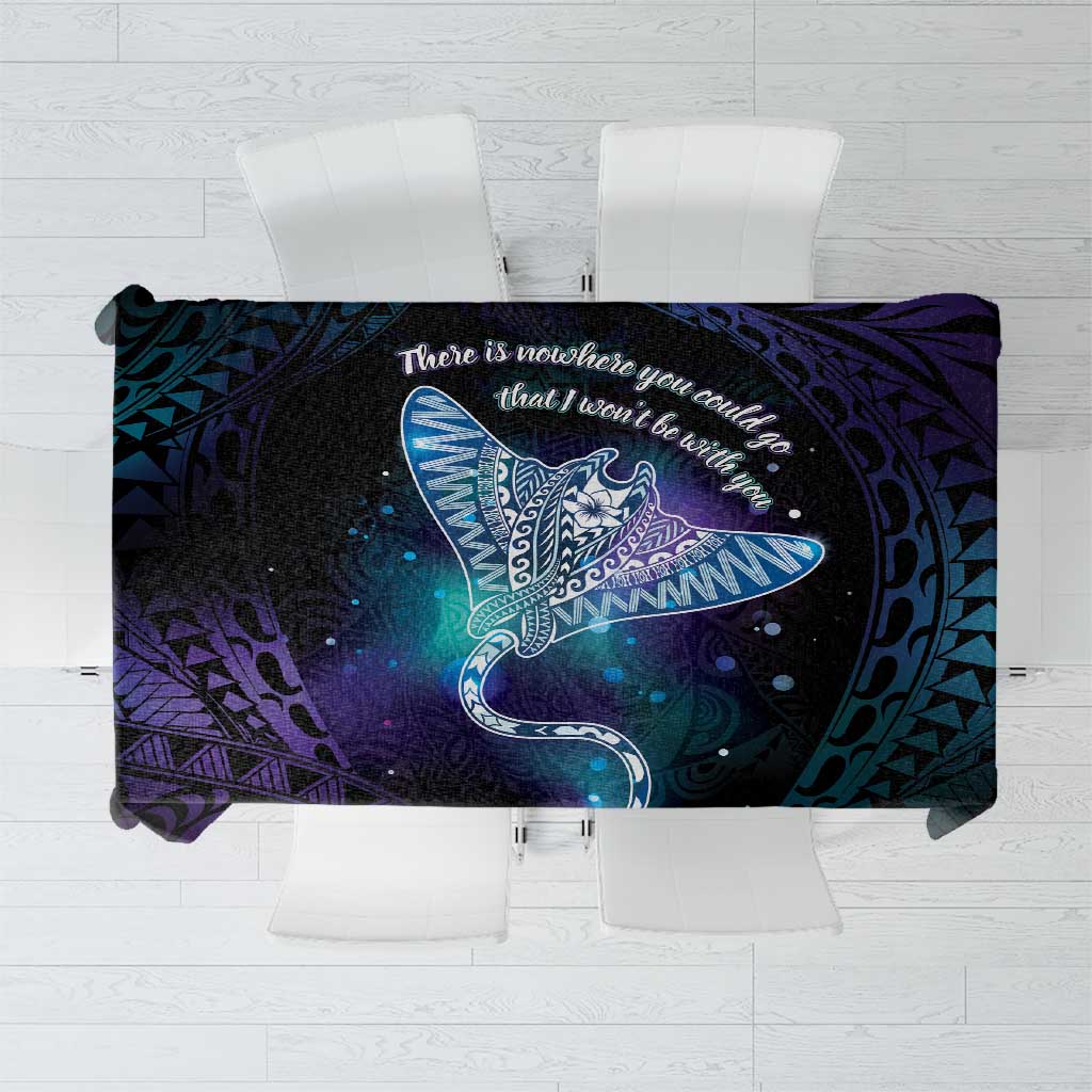 Polynesian Tala Manta Ray Tablecloth Nowhere You Could Go That I Won't Be With You LT7 Purple Teal - Polynesian Pride