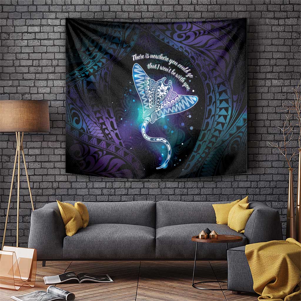 Polynesian Tala Manta Ray Tapestry Nowhere You Could Go That I Won't Be With You LT7 Purple Teal - Polynesian Pride