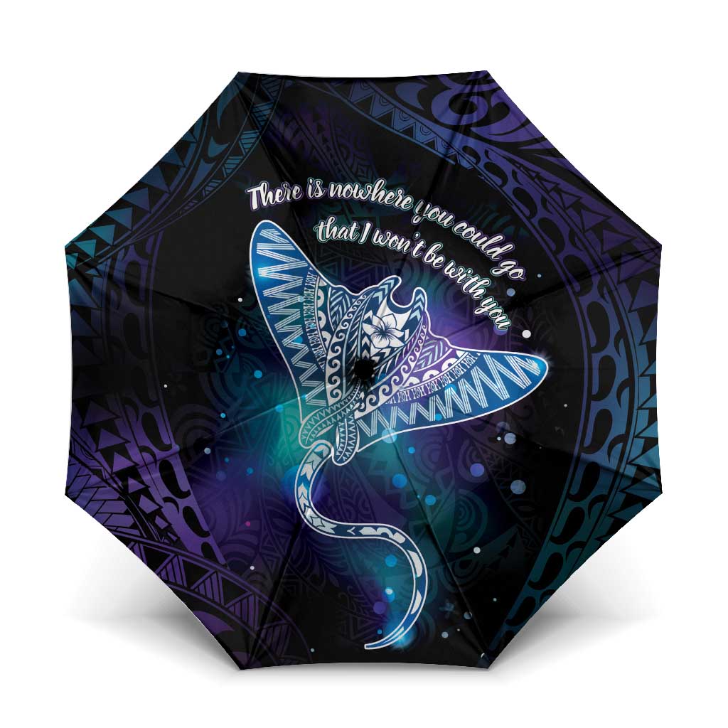 Polynesian Tala Manta Ray Umbrella Nowhere You Could Go That I Won't Be With You LT7 One Size Folded 11.42 inch Opened Diameter 37.4 inch Purple Teal - Polynesian Pride