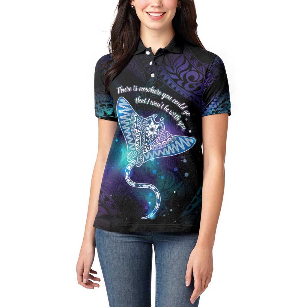 Polynesian Tala Manta Ray Women Polo Shirt Nowhere You Could Go That I Won't Be With You - Polynesian Pride
