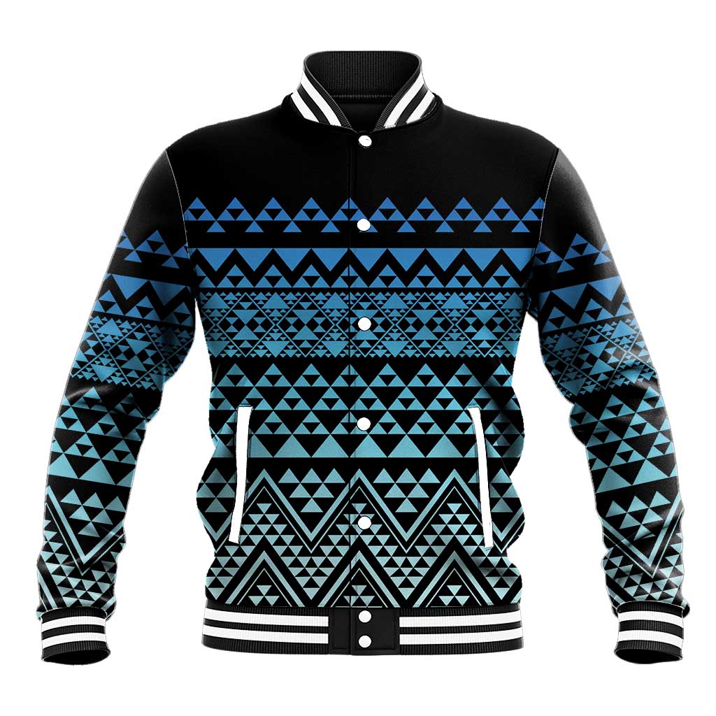 Maori Niho Taniwha Te Wheiao Baseball Jacket Moana Blue - Polynesian Pride