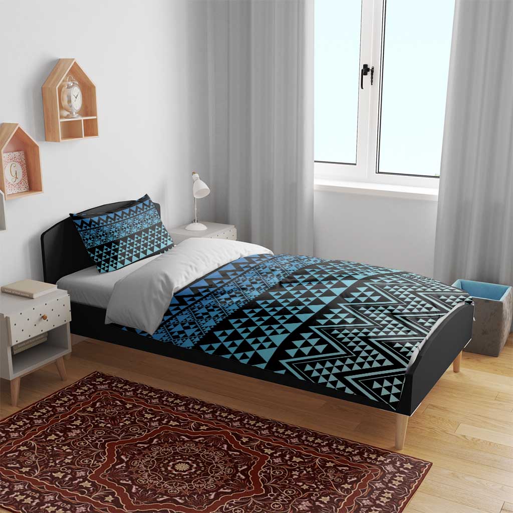 Maori Niho Taniwha Te Wheiao Bedding Set Moana Blue - Polynesian Pride