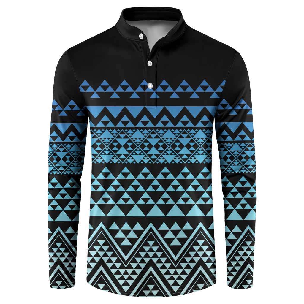 Maori Niho Taniwha Te Wheiao Button Sweatshirt Moana Blue - Polynesian Pride