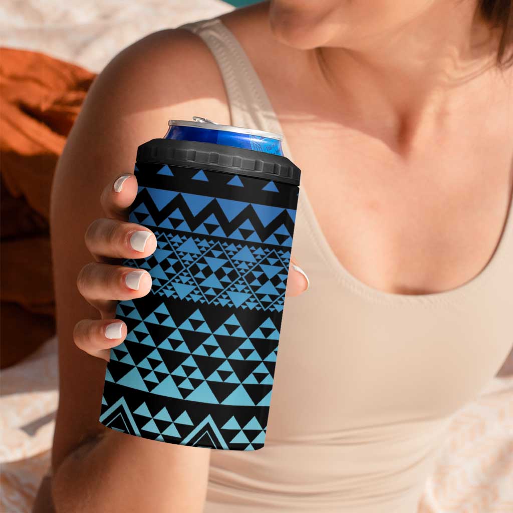 Maori Niho Taniwha Te Wheiao 4 in 1 Can Cooler Tumbler Moana Blue - Polynesian Pride