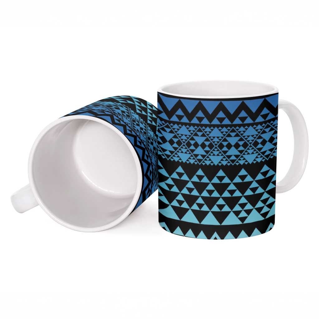 Maori Niho Taniwha Te Wheiao Ceramic Mug Moana Blue - Polynesian Pride