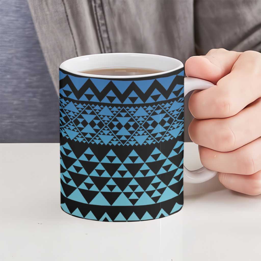 Maori Niho Taniwha Te Wheiao Ceramic Mug Moana Blue - Polynesian Pride