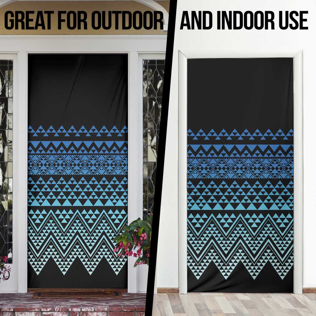 Maori Niho Taniwha Te Wheiao Door Cover Moana Blue - Polynesian Pride