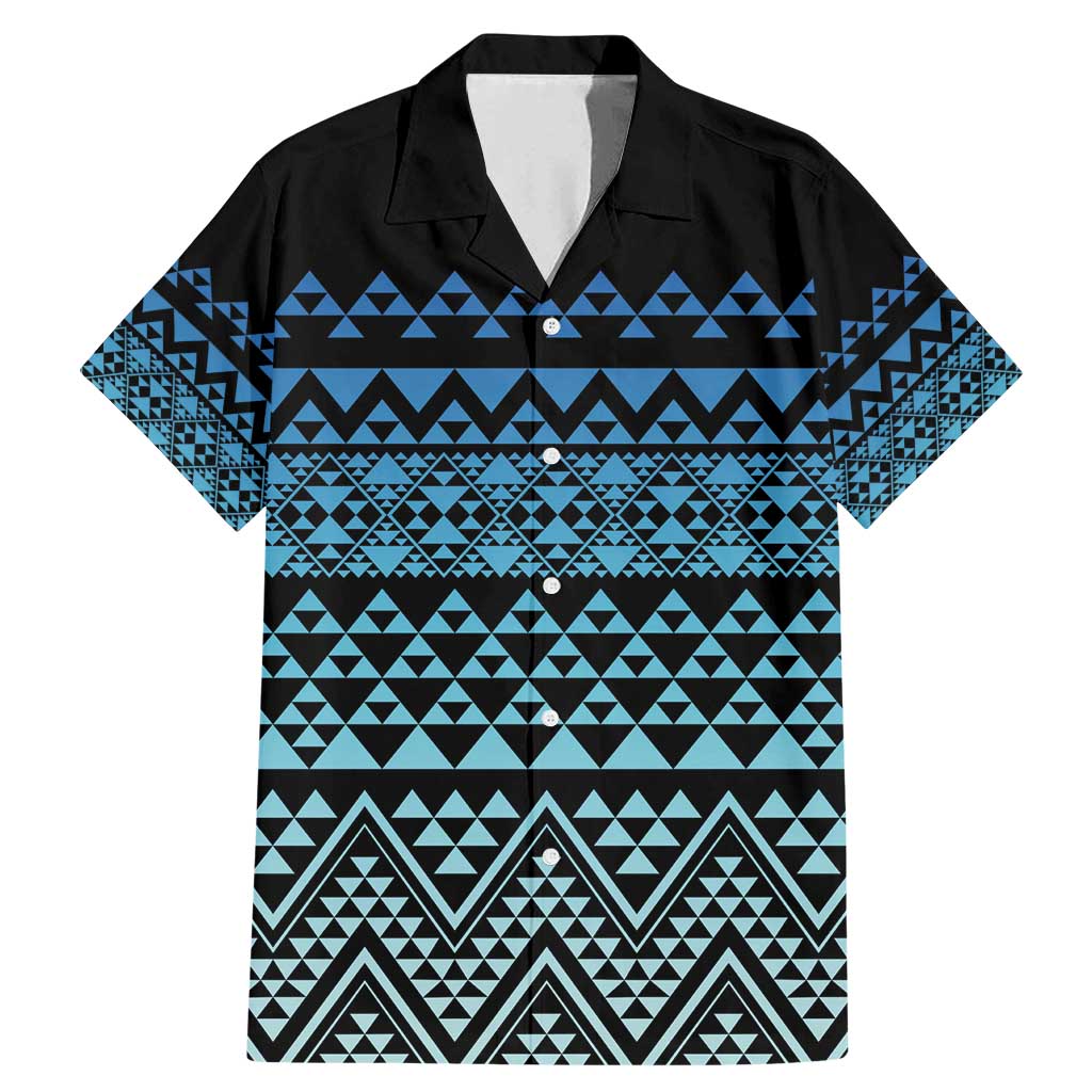 Maori Niho Taniwha Te Wheiao Family Matching Mermaid Dress and Hawaiian Shirt Moana Blue LT7 Dad's Shirt - Short Sleeve Blue - Polynesian Pride