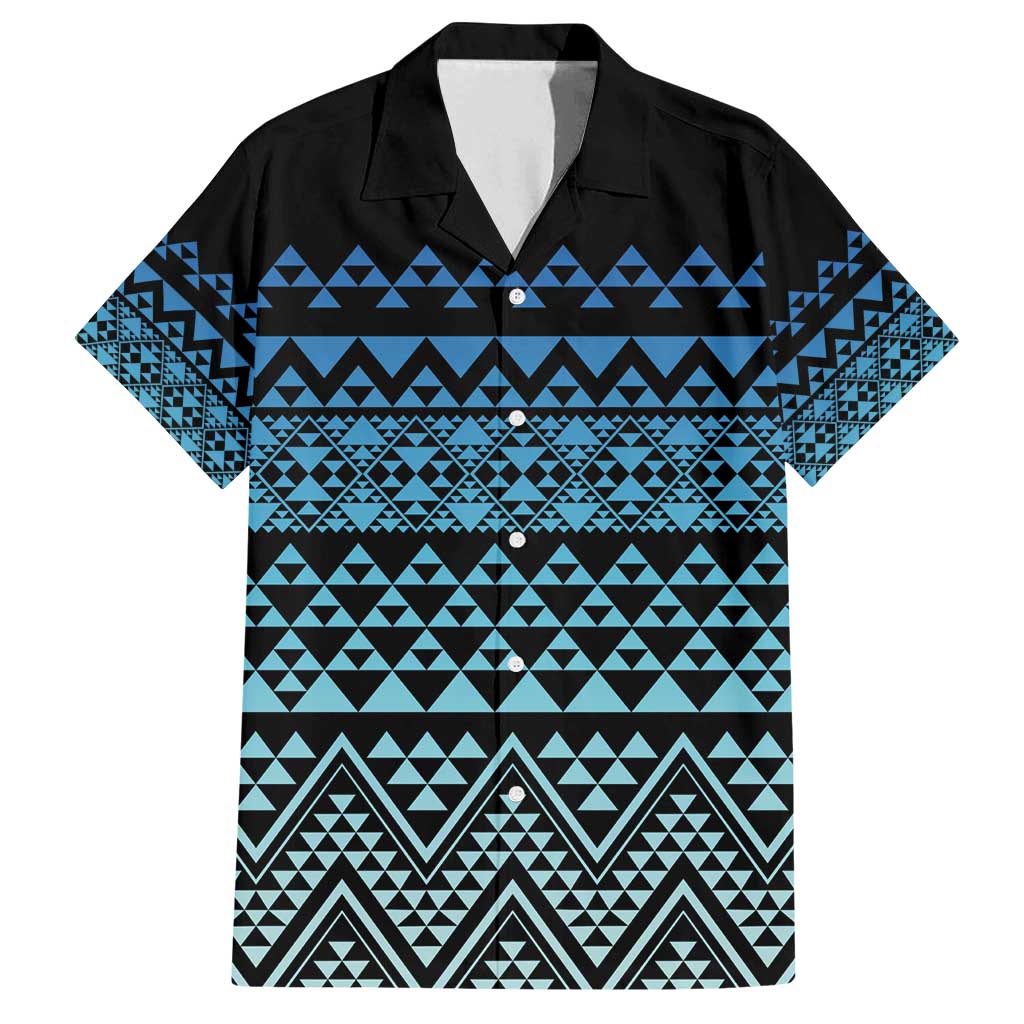 Maori Niho Taniwha Te Wheiao Family Matching Off Shoulder Maxi Dress and Hawaiian Shirt Moana Blue - Polynesian Pride
