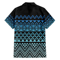 Maori Niho Taniwha Te Wheiao Family Matching Off Shoulder Maxi Dress and Hawaiian Shirt Moana Blue - Polynesian Pride