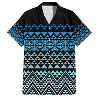Maori Niho Taniwha Te Wheiao Family Matching Short Sleeve Bodycon Dress and Hawaiian Shirt Moana Blue LT7 Dad's Shirt - Short Sleeve Blue - Polynesian Pride