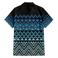 Maori Niho Taniwha Te Wheiao Family Matching Short Sleeve Bodycon Dress and Hawaiian Shirt Moana Blue LT7 - Polynesian Pride