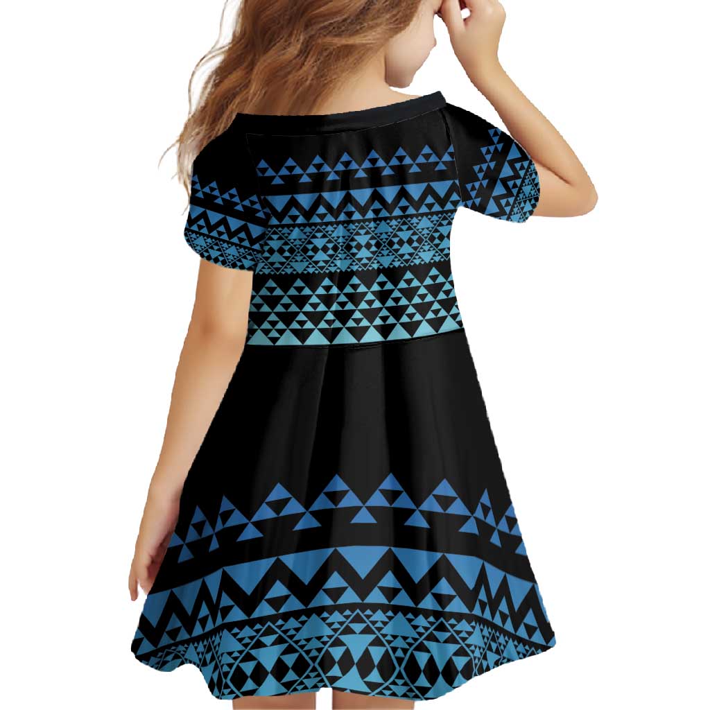 Maori Niho Taniwha Te Wheiao Family Matching Tank Maxi Dress and Hawaiian Shirt Moana Blue - Polynesian Pride