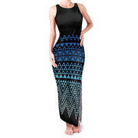 Maori Niho Taniwha Te Wheiao Family Matching Tank Maxi Dress and Hawaiian Shirt Moana Blue - Polynesian Pride