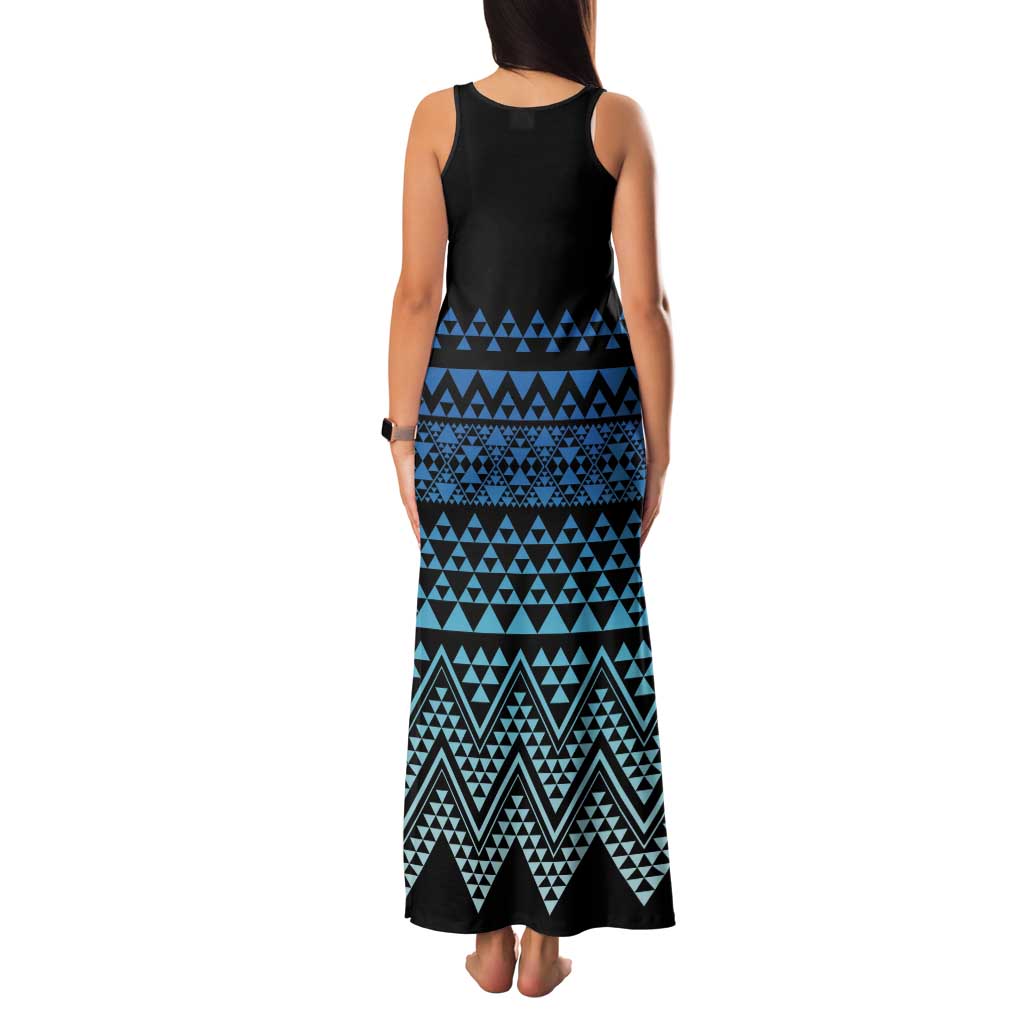 Maori Niho Taniwha Te Wheiao Family Matching Tank Maxi Dress and Hawaiian Shirt Moana Blue - Polynesian Pride