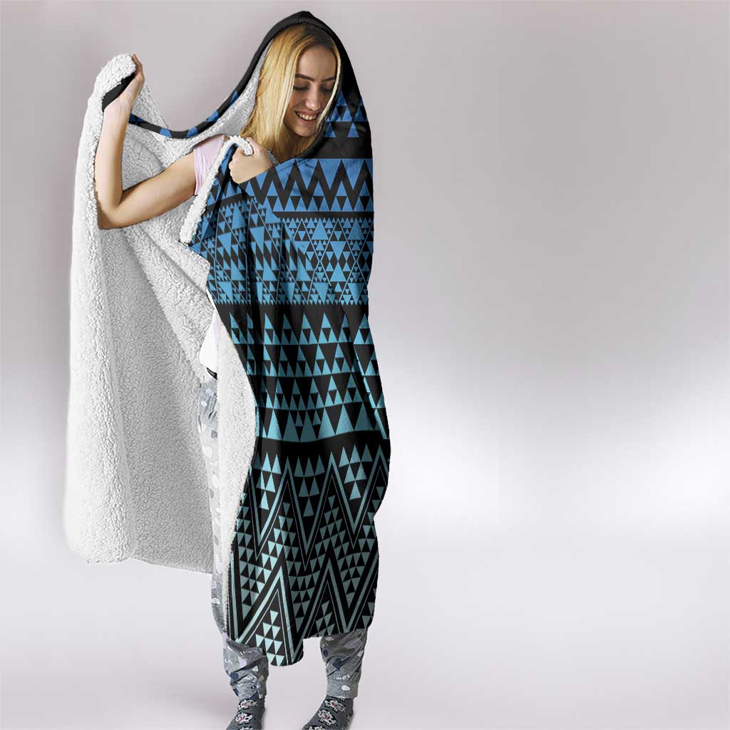 Maori Niho Taniwha Te Wheiao Hooded Blanket Moana Blue - Polynesian Pride