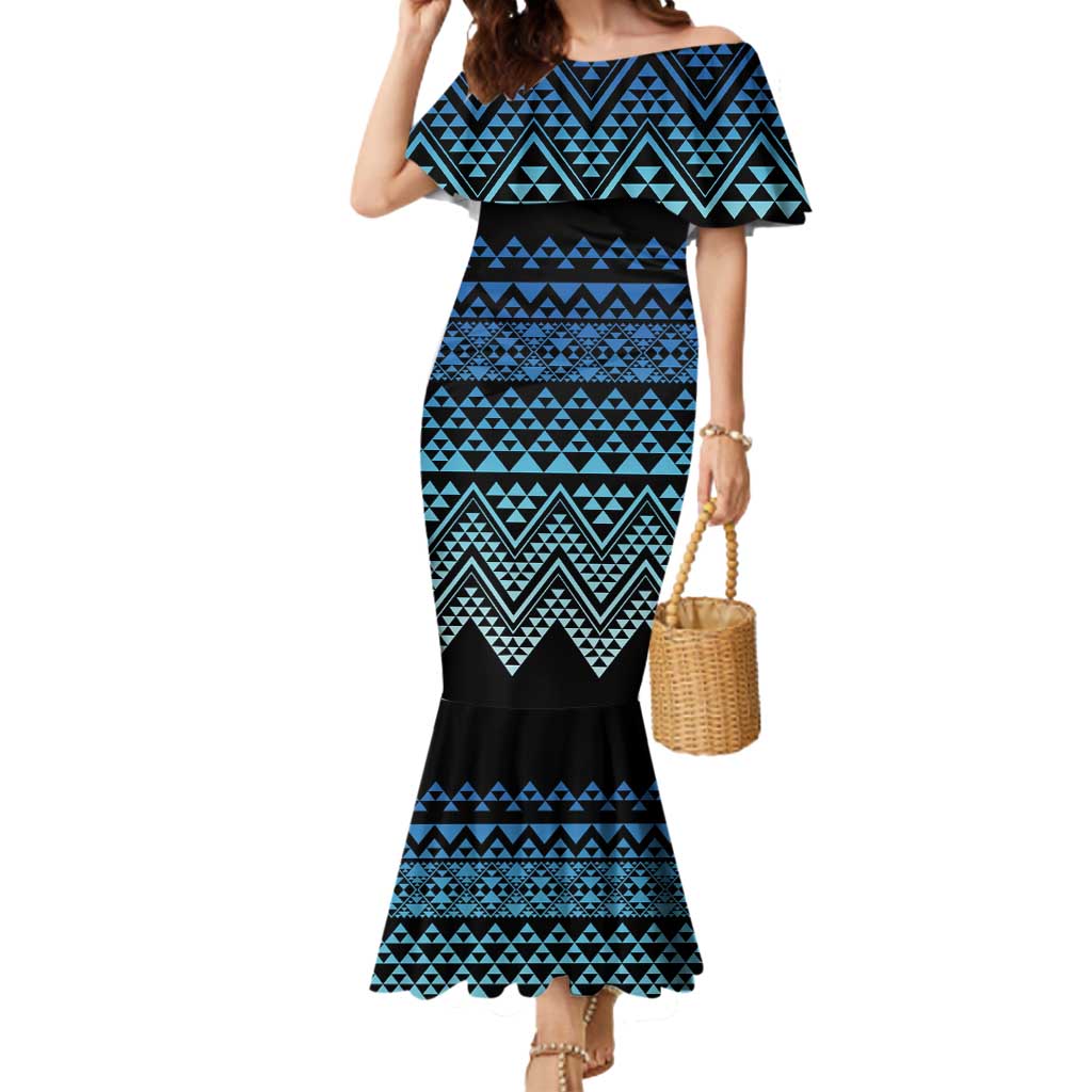Maori Niho Taniwha Te Wheiao Mermaid Dress Moana Blue - Polynesian Pride