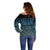 Maori Niho Taniwha Te Wheiao Off Shoulder Sweater Moana Blue - Polynesian Pride