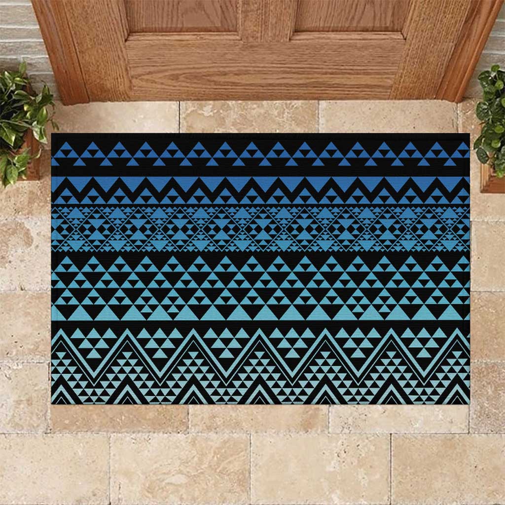 Maori Niho Taniwha Te Wheiao Rubber Doormat Moana Blue - Polynesian Pride
