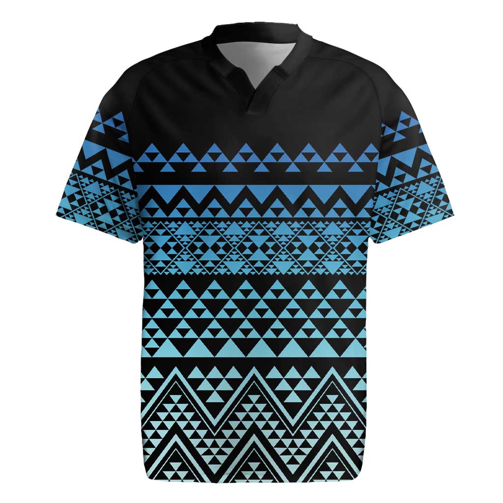 Maori Niho Taniwha Te Wheiao Rugby Jersey Moana Blue - Polynesian Pride