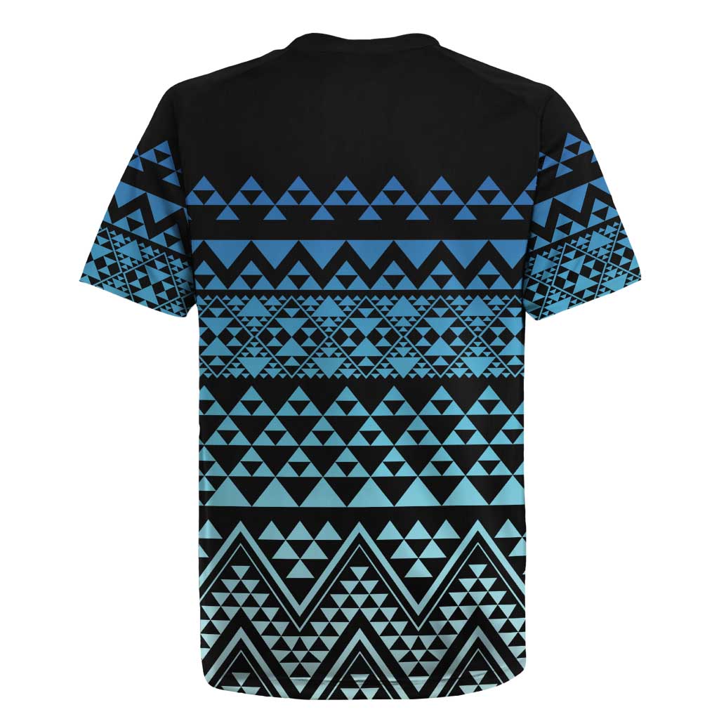 Maori Niho Taniwha Te Wheiao Rugby Jersey Moana Blue - Polynesian Pride