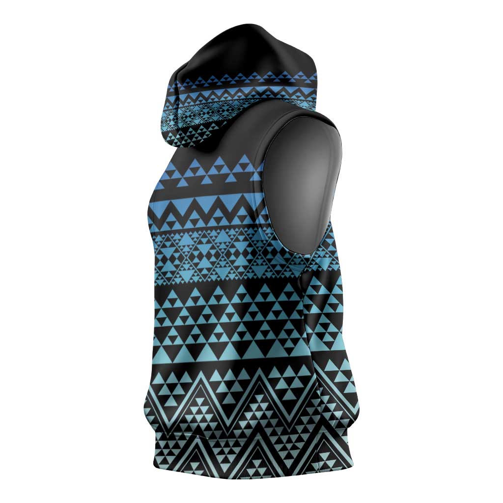 Maori Niho Taniwha Te Wheiao Sleeveless Hoodie Moana Blue - Polynesian Pride