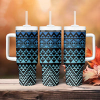 Maori Niho Taniwha Te Wheiao Tumbler With Handle Moana Blue - Polynesian Pride