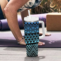 Maori Niho Taniwha Te Wheiao Tumbler With Handle Moana Blue - Polynesian Pride