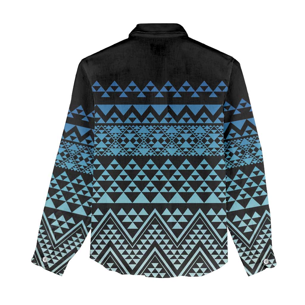 Maori Niho Taniwha Te Wheiao Women Casual Shirt Moana Blue - Polynesian Pride