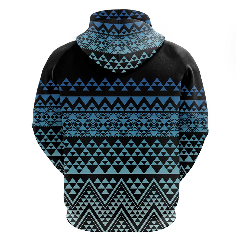 Maori Niho Taniwha Te Wheiao Zip Hoodie Moana Blue LT7 - Polynesian Pride