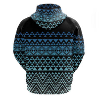 Maori Niho Taniwha Te Wheiao Zip Hoodie Moana Blue LT7 - Polynesian Pride
