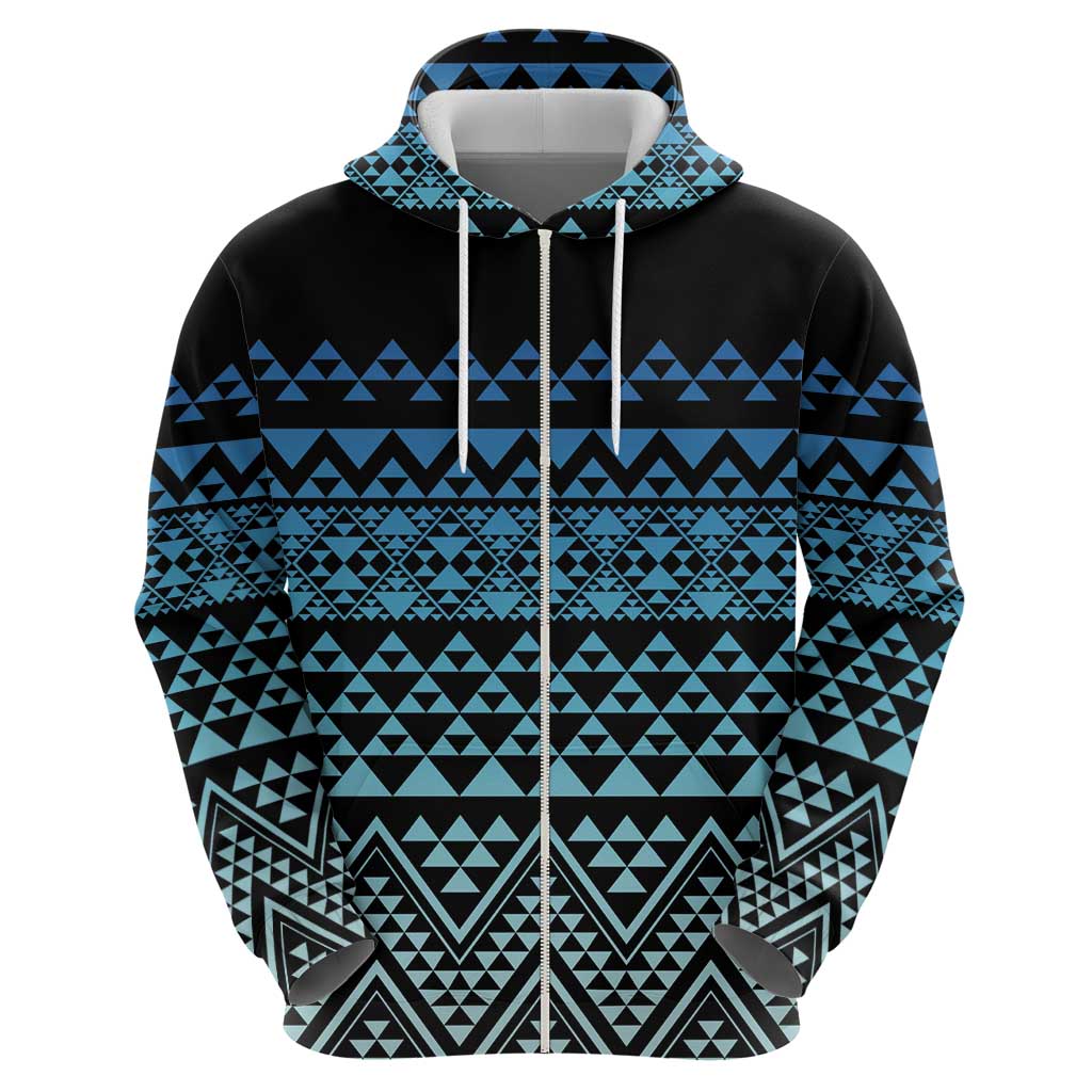 Maori Niho Taniwha Te Wheiao Zip Hoodie Moana Blue LT7 - Polynesian Pride