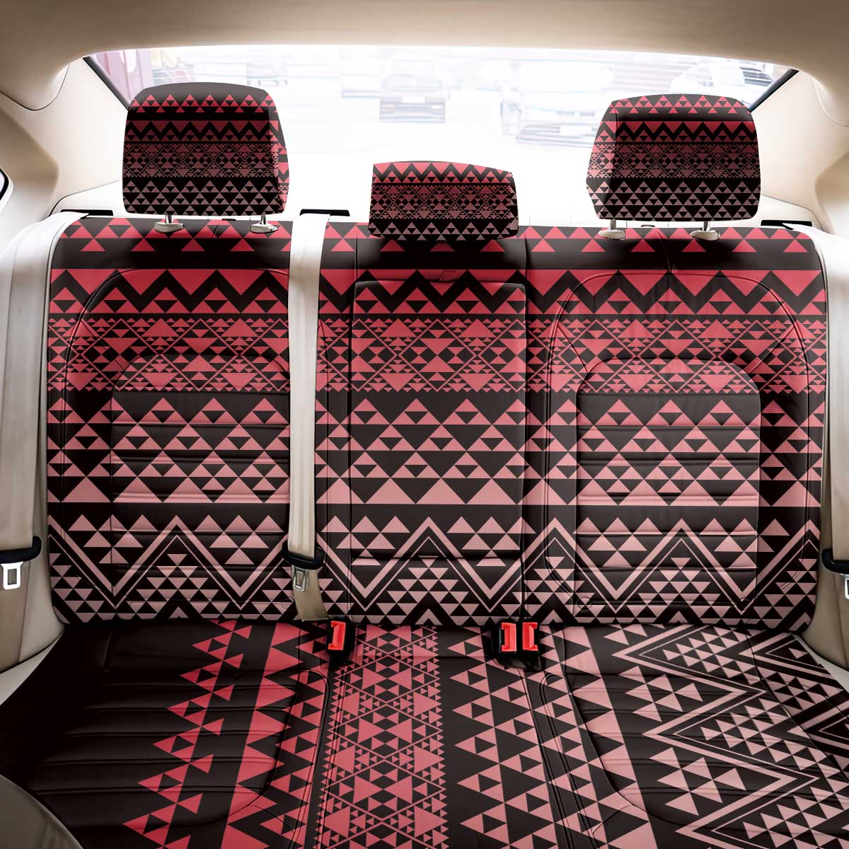 Maori Niho Taniwha Te Wheiao Back Car Seat Cover Terracotta - Polynesian Pride