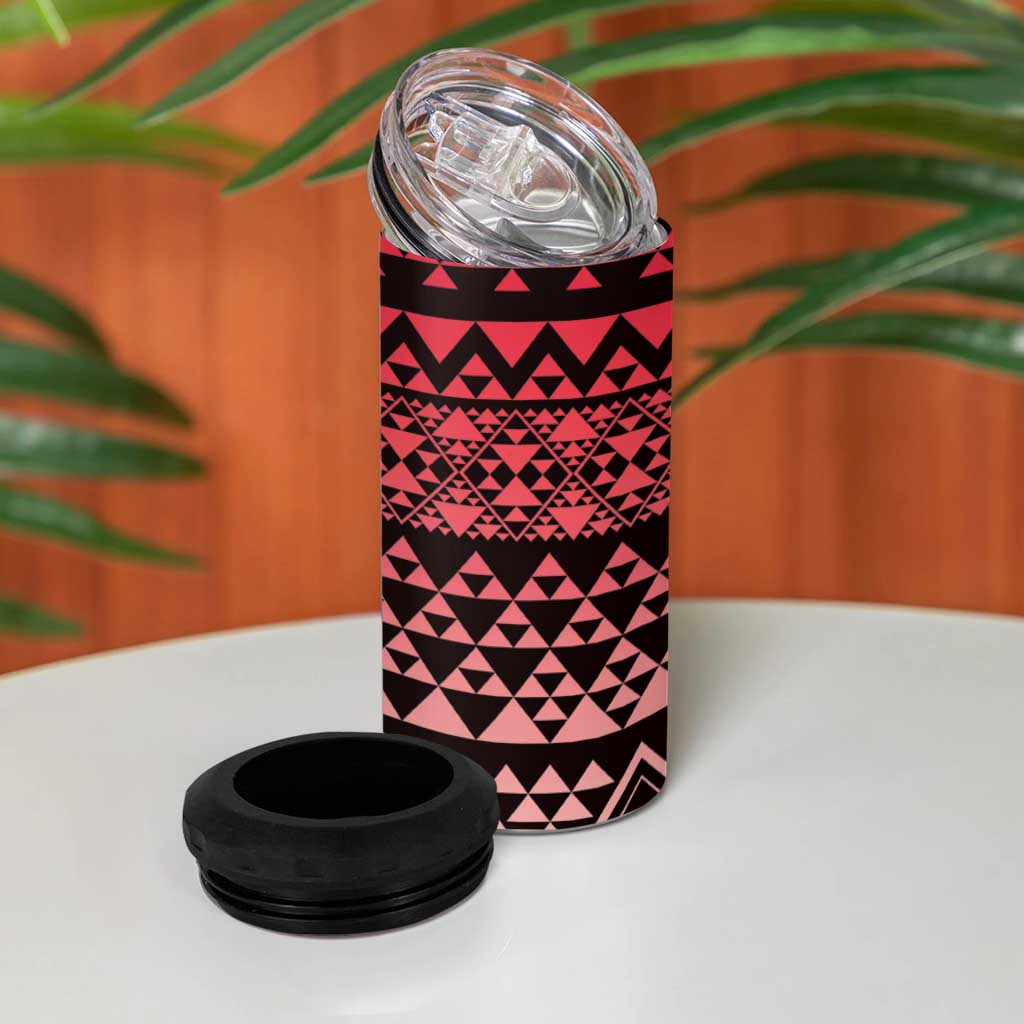 Maori Niho Taniwha Te Wheiao 4 in 1 Can Cooler Tumbler Terracotta - Polynesian Pride