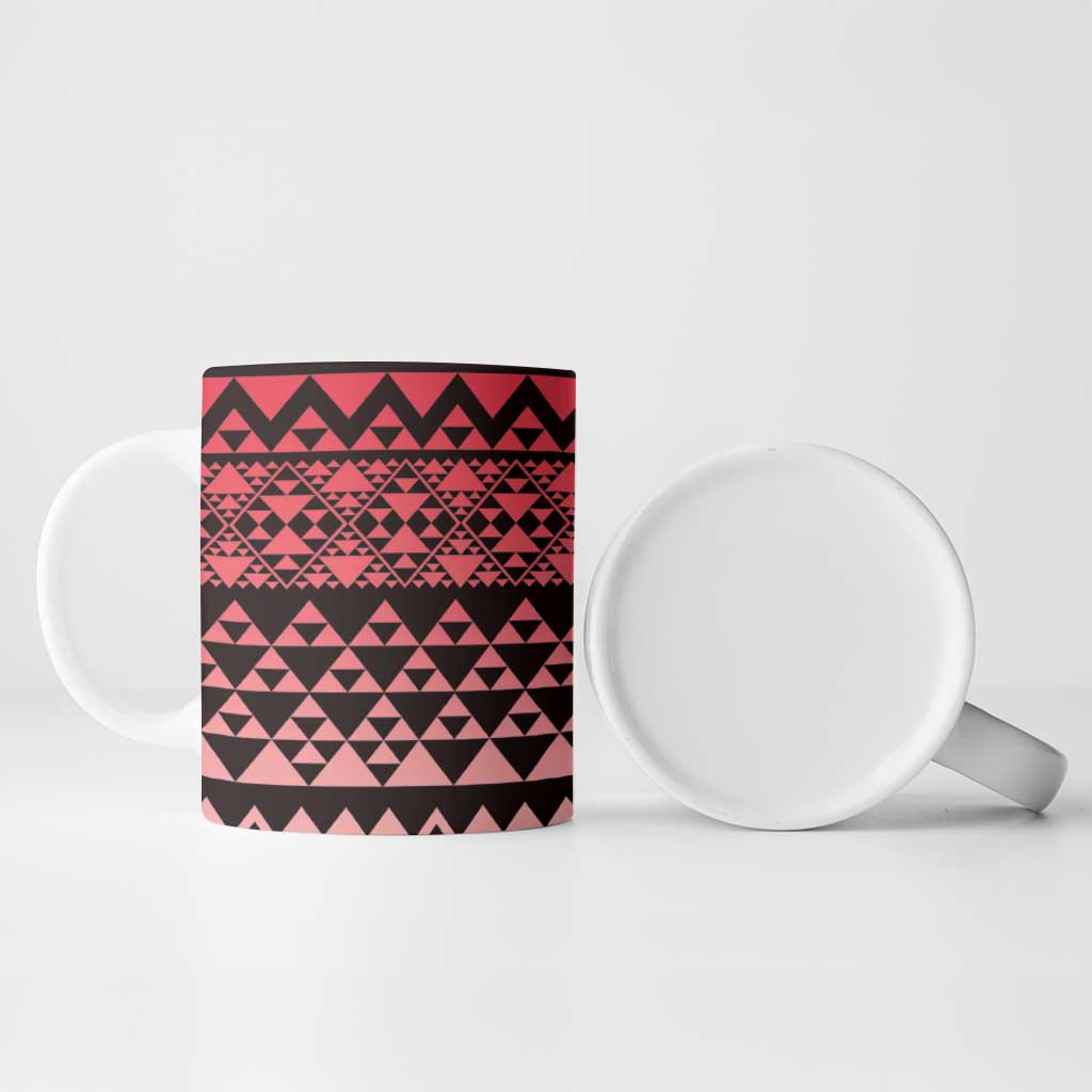 Maori Niho Taniwha Te Wheiao Ceramic Mug Terracotta - Polynesian Pride