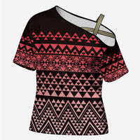 Maori Niho Taniwha Te Wheiao Cross Shoulder Shirt Terracotta - Polynesian Pride