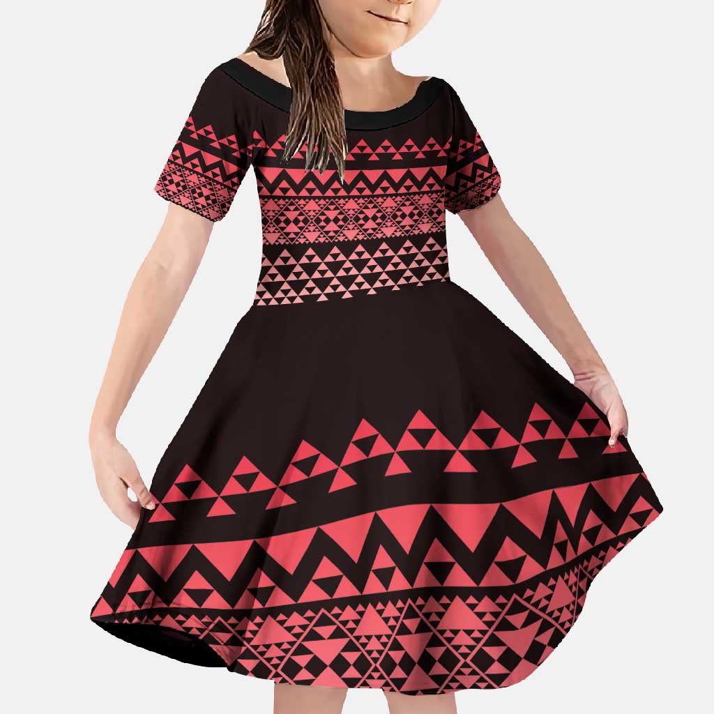 Maori Niho Taniwha Te Wheiao Family Matching Off Shoulder Maxi Dress and Hawaiian Shirt Terracotta - Polynesian Pride