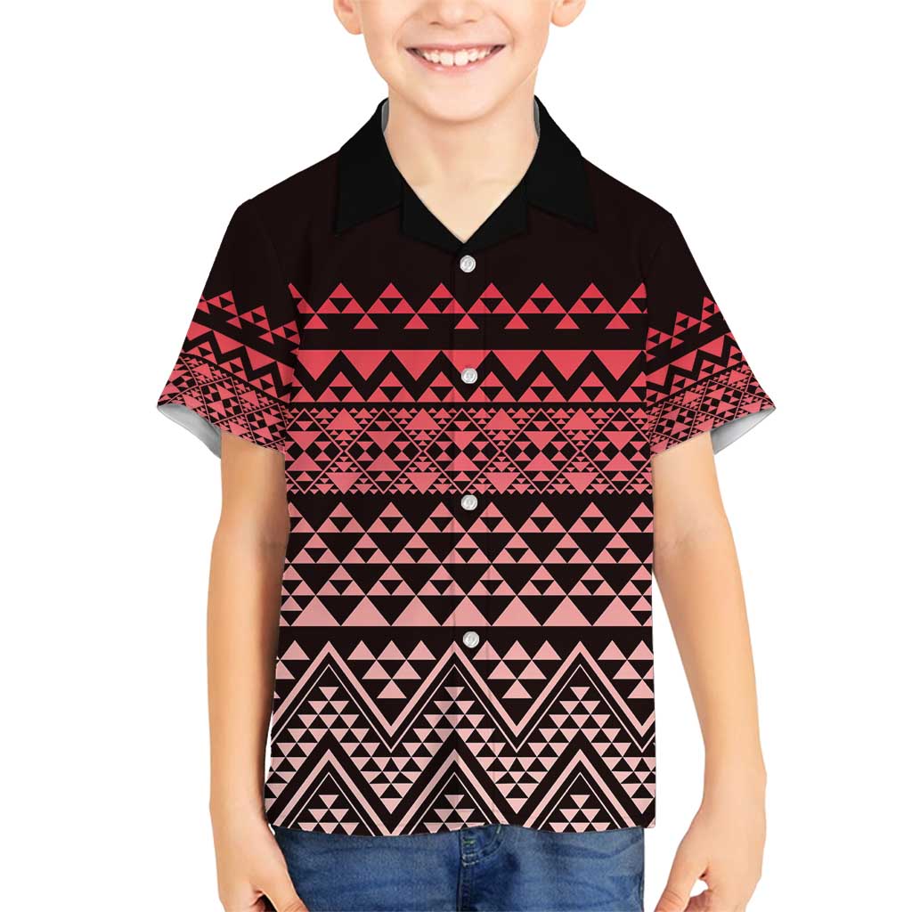 Maori Niho Taniwha Te Wheiao Family Matching Off Shoulder Short Dress and Hawaiian Shirt Terracotta - Polynesian Pride