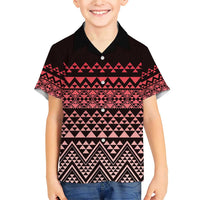 Maori Niho Taniwha Te Wheiao Family Matching Short Sleeve Bodycon Dress and Hawaiian Shirt Terracotta LT7 Son's Shirt Terracotta - Polynesian Pride