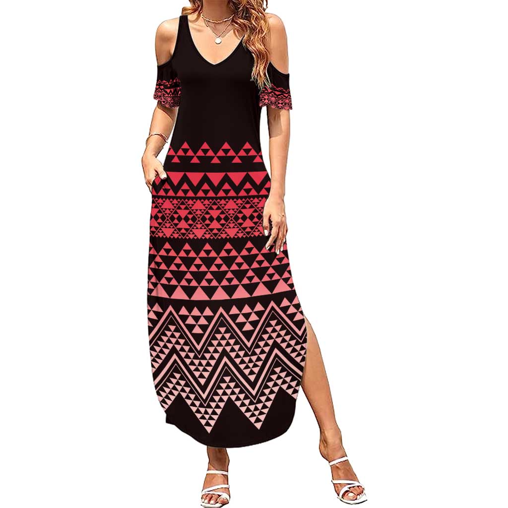 Maori Niho Taniwha Te Wheiao Family Matching Summer Maxi Dress and Hawaiian Shirt Terracotta - Polynesian Pride