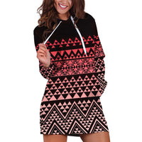 Maori Niho Taniwha Te Wheiao Hoodie Dress Terracotta - Polynesian Pride