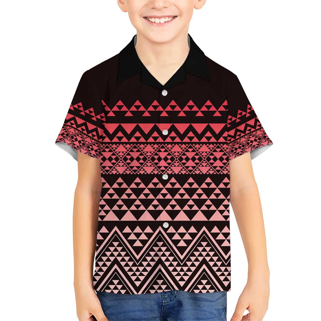 Maori Niho Taniwha Te Wheiao Kid Hawaiian Shirt Terracotta - Polynesian Pride