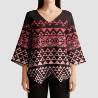 Maori Niho Taniwha Te Wheiao Kimono Sleeve Blouse Terracotta - Polynesian Pride