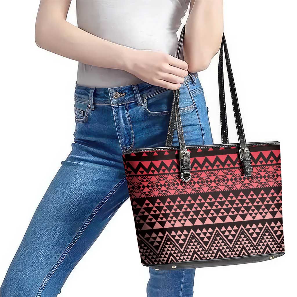 Maori Niho Taniwha Te Wheiao Leather Tote Bag Terracotta - Polynesian Pride