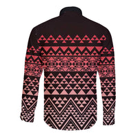 Maori Niho Taniwha Te Wheiao Long Sleeve Button Shirt Terracotta - Polynesian Pride