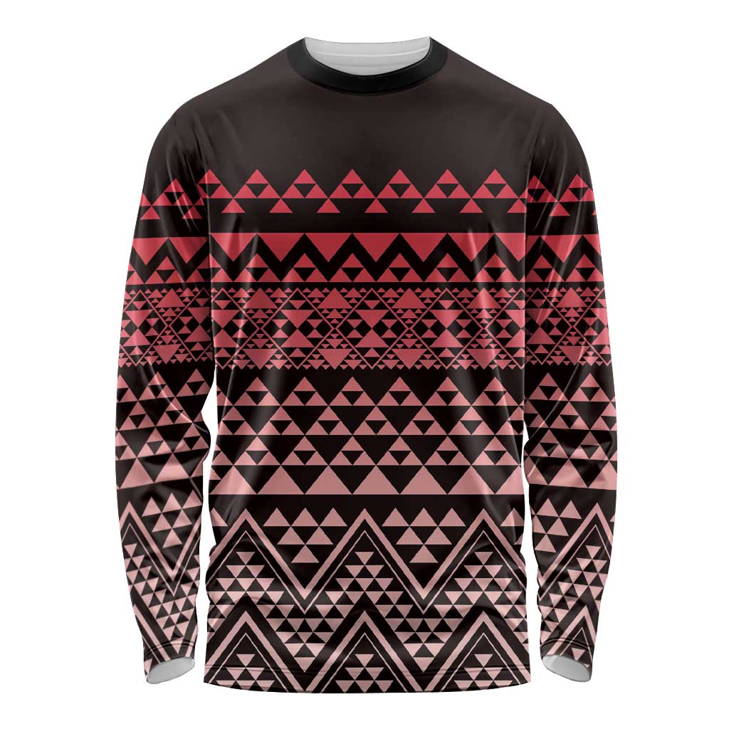 Maori Niho Taniwha Te Wheiao Long Sleeve Shirt Terracotta - Polynesian Pride