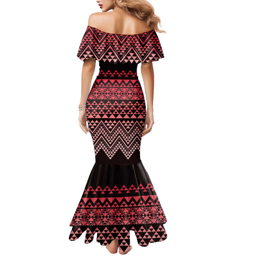 Maori Niho Taniwha Te Wheiao Mermaid Dress Terracotta - Polynesian Pride