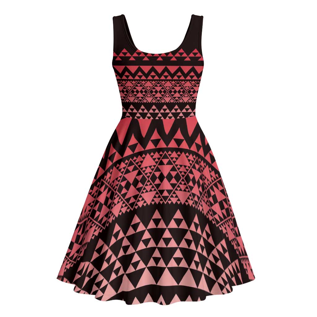 Maori Niho Taniwha Te Wheiao Midi Dress Terracotta - Polynesian Pride